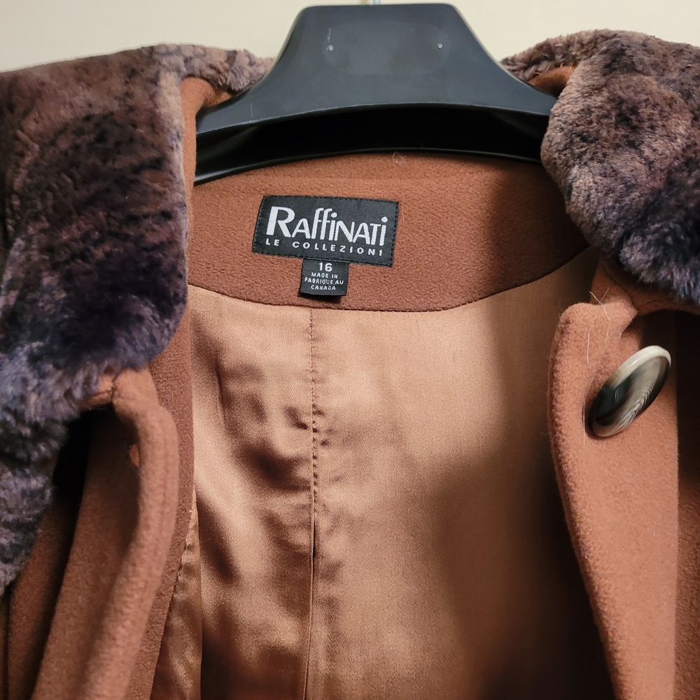Raffi Women's Brown Coat with Faux Fur Collar